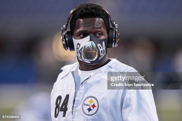Pittsburgh Steelers wide receiver Antonio Brown warms up before the NFL game between the Pittsburgh Steelers and Indianapolis Colts on November 12 at...