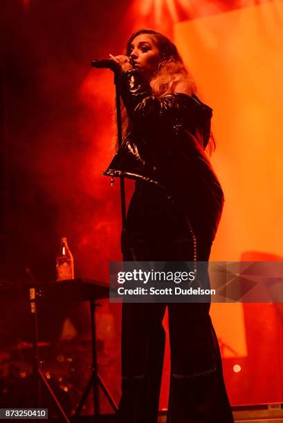 Singer Alina Baraz performs onstage during the Tropicalia Music and Taco Festival at Queen Mary Events Park on November 11, 2017 in Long Beach,...