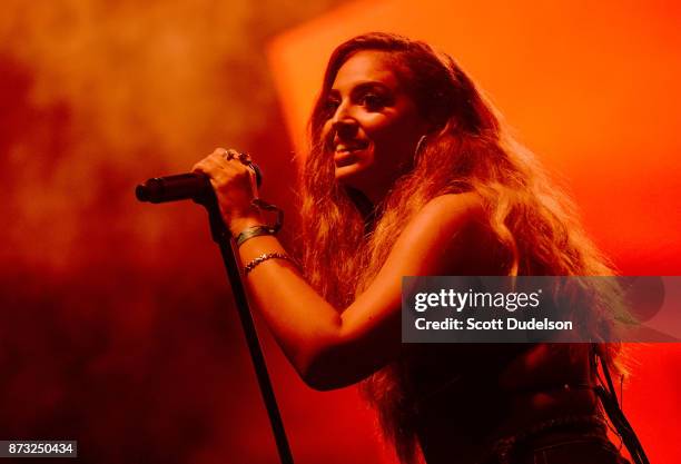 Singer Alina Baraz performs onstage during the Tropicalia Music and Taco Festival at Queen Mary Events Park on November 11, 2017 in Long Beach,...