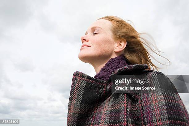 serene woman - breathe imagens e fotografias de stock