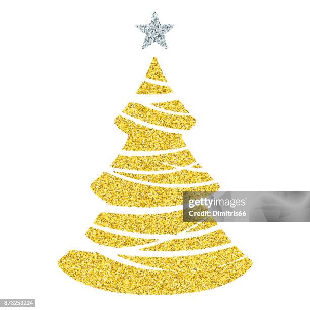 Gold Christmas Tree Icon Glitter Vector Christmas Ornament On