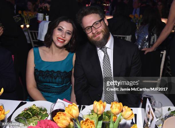 Lauren Rogen and Seth Rogen attend A Funny Thing Happened On The Way To Cure Parkinson's at the Hilton New York on November 11, 2017 in New York City.