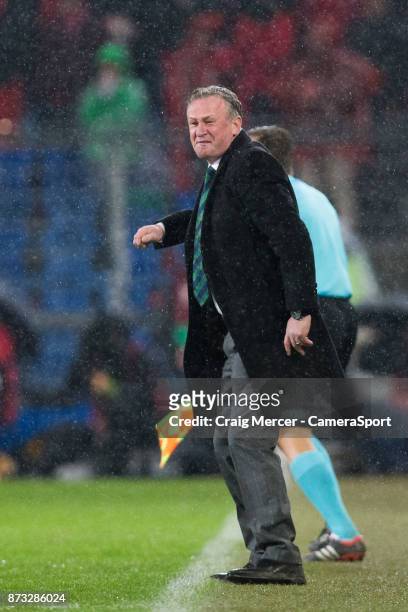 Northern Ireland's Manager Michael O'Neill reacts during the FIFA 2018 World Cup Qualifier Play-Off: Second Leg between Switzerland and Northern...