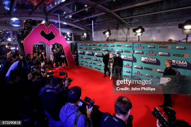 Jack Patterson, Grace Chatto and Luke Patterson of Clean Bandit attend the MTV EMAs 2017 held at The SSE Arena, Wembley on November 12, 2017 in...