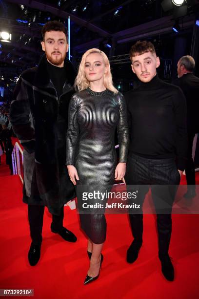 Jack Patterson, Grace Chatto and Luke Patterson of Clean Bandit attend the MTV EMAs 2017 held at The SSE Arena, Wembley on November 12, 2017 in...