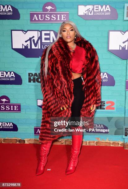 Stefflon Dop attending the MTV Europe Music Awards 2017 held at The SSE Arena, London.