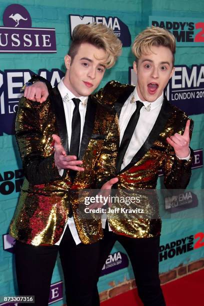 Jedward attend the MTV EMAs 2017 held at The SSE Arena, Wembley on November 12, 2017 in London, England.