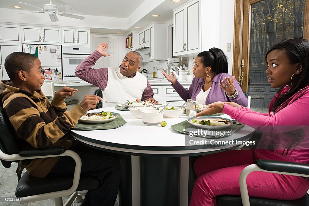 Family argument at the dinner table