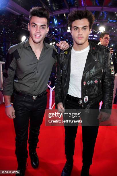 Grayson Dolan and Ethan Dolana of The Dolan Twins attend the MTV EMAs 2017 held at The SSE Arena, Wembley on November 12, 2017 in London, England.