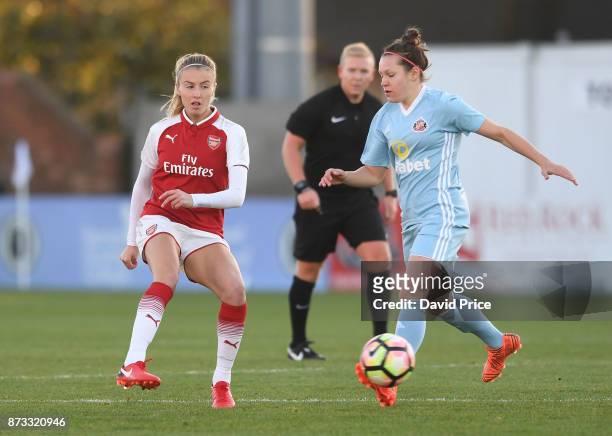 Leah Williamson of Arsenal during the WSL match between Arsenal Women and Sunderland on November 12, 2017 in Borehamwood, United Kingdom.