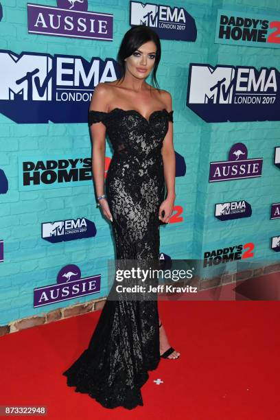 Abbie Holborn attends the MTV EMAs 2017 held at The SSE Arena, Wembley on November 12, 2017 in London, England.