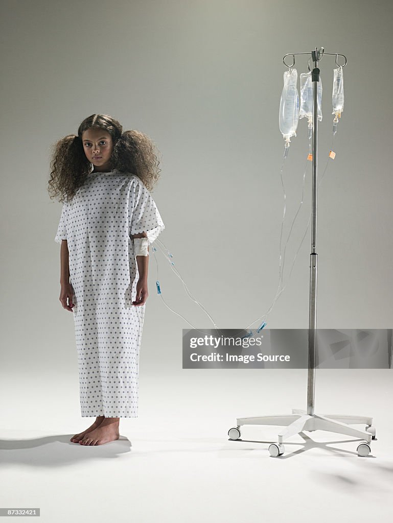 Girl with an intrvenous drip