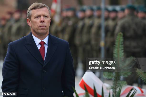 Piotr Cwik, Governor of the Malopolska Province, during Krakow's official celebrations of the 11th November - Polish Independence Day, and the 99th...