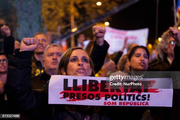 Pro-independence challenge in Catalonia Thousands of people ask in Barcelona to release the prisoners of the Catalan 'procés', in Barcelona, Spain,...
