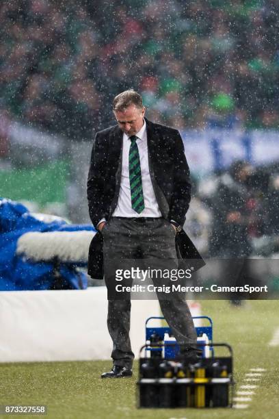Northern Ireland's Manager Michael O'Neill during the FIFA 2018 World Cup Qualifier Play-Off: Second Leg between Switzerland and Northern Ireland at...