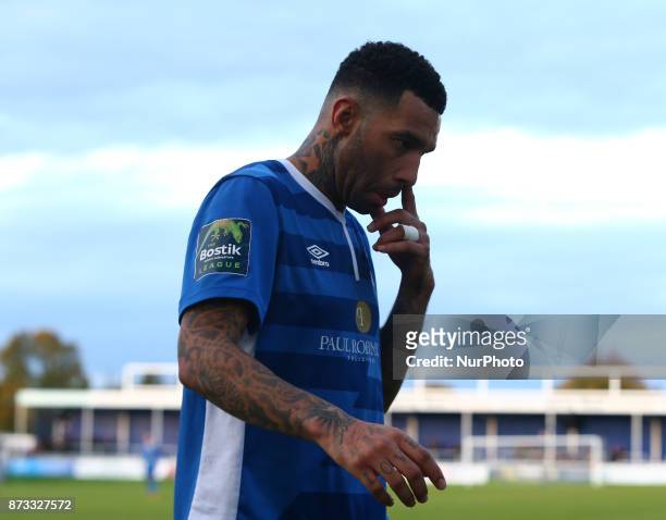 Jermaine Pennant of Billericay Town during FA Trophy 2nd Qualifying match between Billericay Town against Bury Town at New Lodge Ground, Billericay...