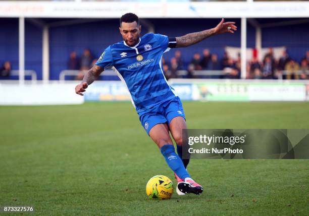 Jermaine Pennant of Billericay Town during FA Trophy 2nd Qualifying match between Billericay Town against Bury Town at New Lodge Ground, Billericay...
