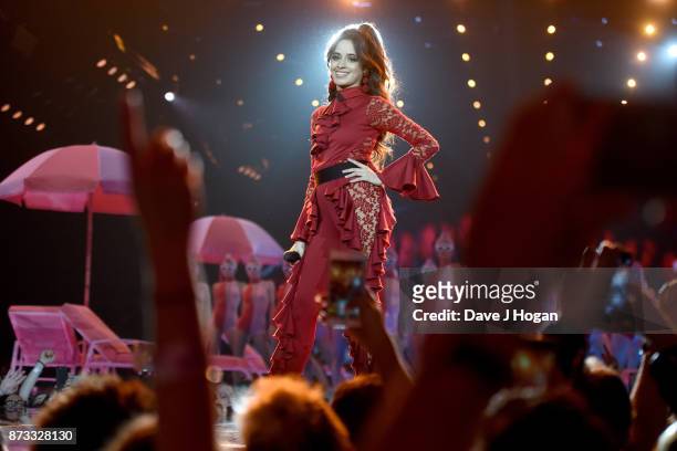 Camila Cabello performs on stage during the MTV EMAs 2017 held at The SSE Arena, Wembley on November 12, 2017 in London, England.
