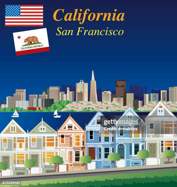 stockillustraties, clipart, cartoons en iconen met san francisco - san fransisco bridge vector