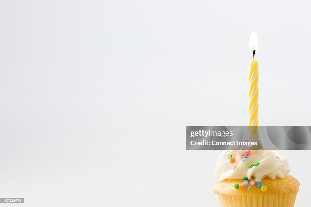 Birthday candle on a cup cake