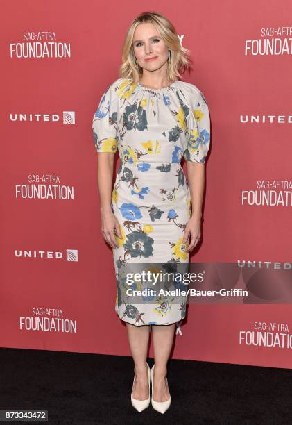 Actress Kristen Bell arrives at SAG-AFTRA Foundation Patron of the Artists Awards 2017 on November 9, 2017 in Beverly Hills, California.