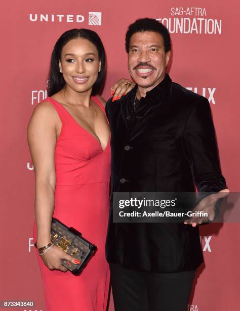 Singer Lionel Richie and Lisa Parigi arrive at SAG-AFTRA Foundation Patron of the Artists Awards 2017 on November 9, 2017 in Beverly Hills,...