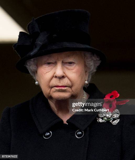 Queen Elizabeth II during the annual Remembrance Sunday memorial on November 12, 2017 in London, England. The Prince of Wales, senior politicians,...