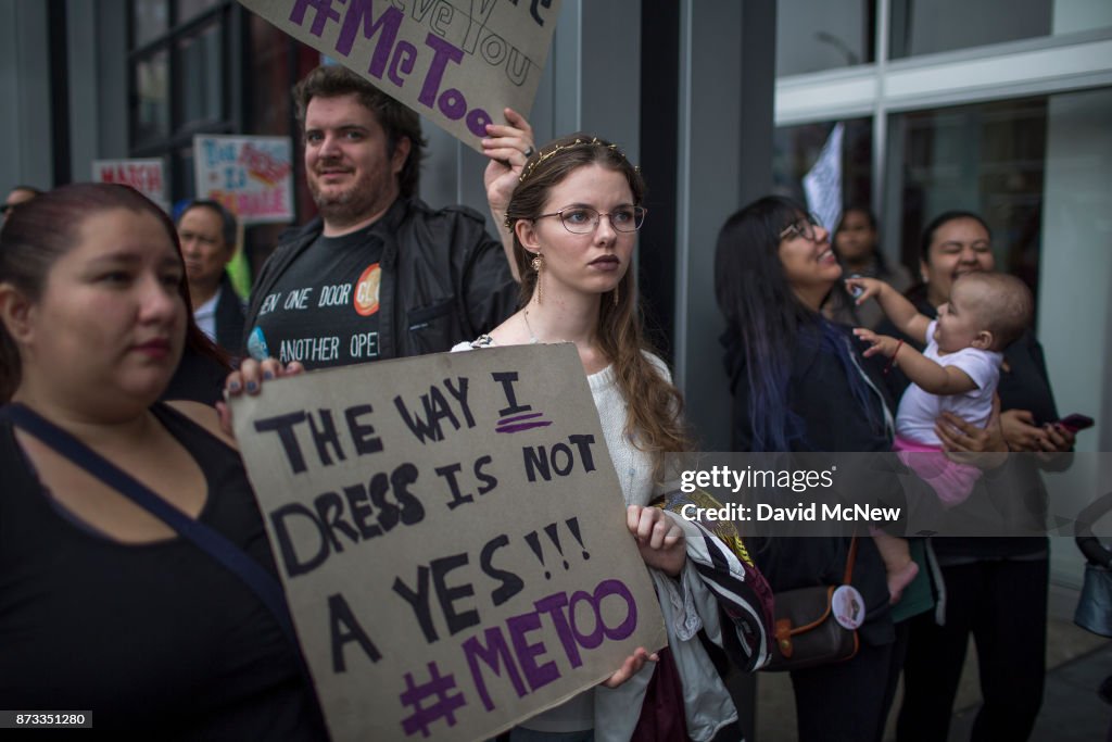 Metoo Rally Demonstrators participate in the #MeToo Survivors' March in response ...