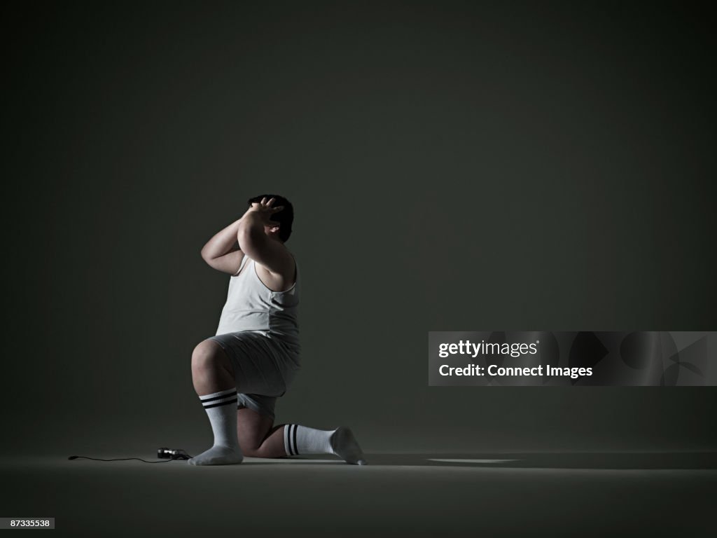 Boy playing video game
