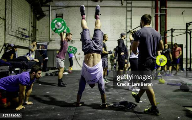 Kevin Winkens of CrossFit Vitus warms up during day two of the German Throwdown 2017 at Halle 45 on November 12, 2017 in Mainz, Germany.