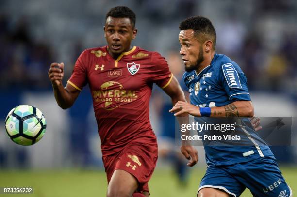 Rafinha of Cruzeiro and Wendel of Fluminense battle for the ball during a match between Cruzeiro and Fluminense as part of Brasileirao Series A 2017...