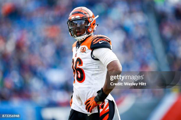 Defensive End Carlos Dunlap of the Cincinnati Bengals in a game against the Tennessee Titans at Nissan Stadium on November 12, 2017 in Nashville,...