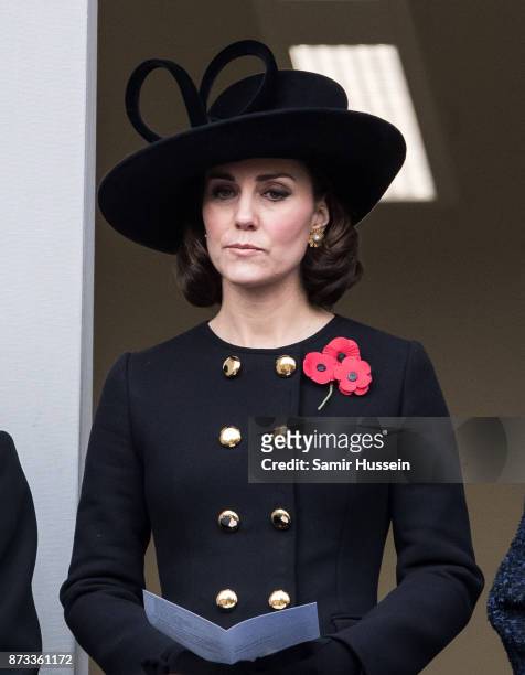 Catherine, Duchess of Cambridge during the annual Remembrance Sunday Service at The Cenotaph on November 12, 2017 in London, England.