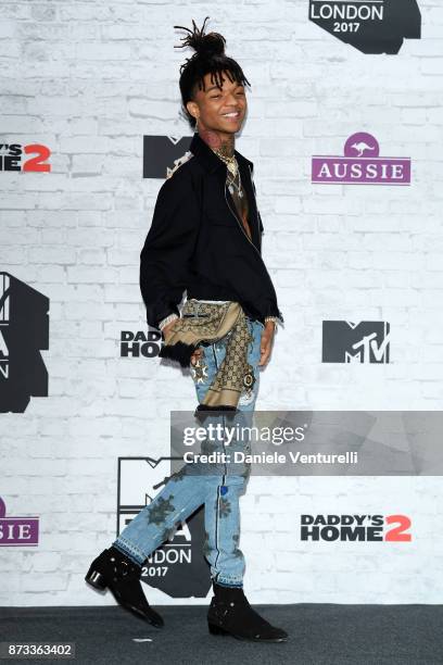Hip-Hop artist Swae Lee poses in the Winners Room during the MTV EMAs 2017 held at The SSE Arena, Wembley on November 12, 2017 in London, England.