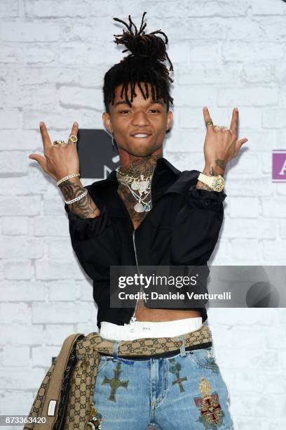 Hip-Hop artist Swae Lee poses in the Winners Room during the MTV EMAs 2017 held at The SSE Arena, Wembley on November 12, 2017 in London, England.