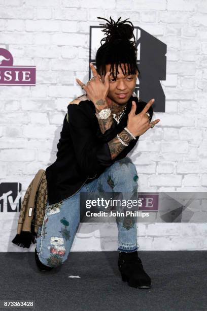 Hip-Hop artist Swae Lee poses in the Winners Room during the MTV EMAs 2017 held at The SSE Arena, Wembley on November 12, 2017 in London, England.