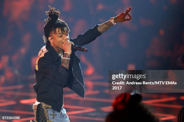 Hip-Hop artist Swae Lee performs on stage during the MTV EMAs 2017 held at The SSE Arena, Wembley on November 12, 2017 in London, England.