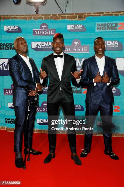 Manchester United's Paul Pogba and his brothers Florentin Pogba and Mathias Pogba attend the MTV EMAs 2017 held at The SSE Arena, Wembley on November...