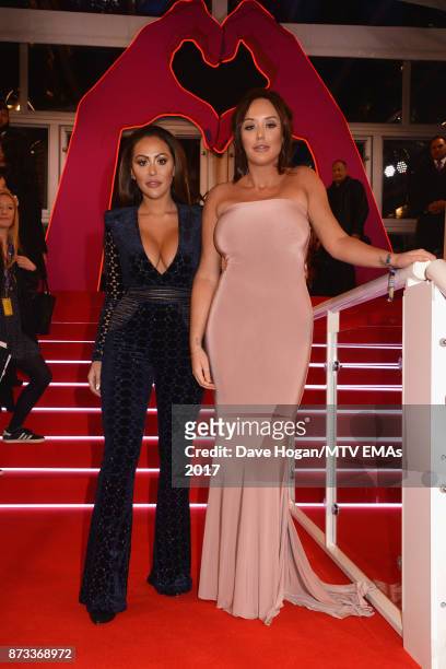 Sophie Kasaei and Charlotte Crosby attend the MTV EMAs 2017 held at The SSE Arena, Wembley on November 12, 2017 in London, England.