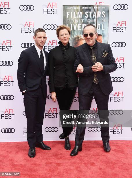 Actor Jamie Bell, actress Annette Bening and musician Elvis Costello arrive at the AFI FEST 2017 Presented By Audi screening of "Film Stars Don't Die...