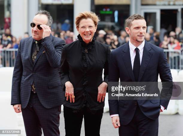 Musician Elvis Costello, actress Annette Bening and actor Jamie Bell arrive at the AFI FEST 2017 Presented By Audi screening of "Film Stars Don't Die...