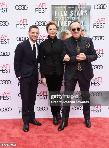 Actor Jamie Bell, actress Annette Bening and musician Elvis Costello arrive at the AFI FEST 2017 Presented By Audi screening of "Film Stars Don't Die...