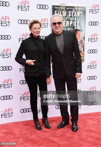Actress Annette Bening and actor Warren Beatty arrive at the AFI FEST 2017 Presented By Audi screening of "Film Stars Don't Die In Liverpool" at the...