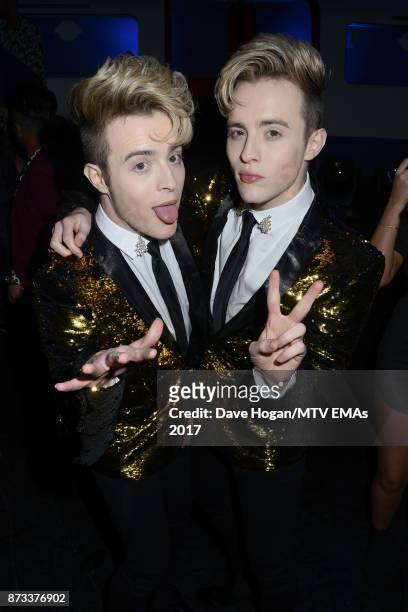 Jedward attend the MTV EMAs 2017 after show party at Fountain Studios on November 12, 2017 in London, England.