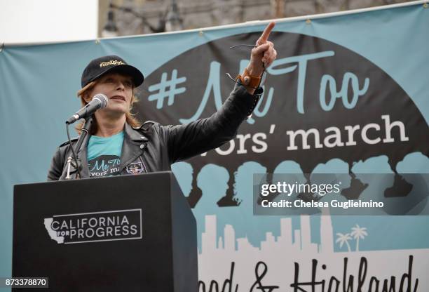 Actress Frances Fisher speaks at the #MeToo Survivors March & Rally on November 12, 2017 in Hollywood, California.