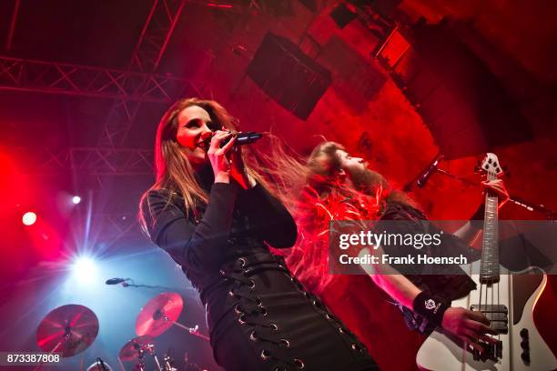 Simone Simons and Rob van der Loo of the Dutch band Epica perform live on stage during a concert at the Kesselhaus on November 12, 2017 in Berlin,...