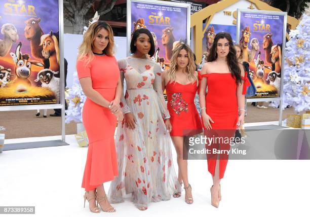 Singers Dinah Jane, Normani Kordei, Ally Brooke and Lauren Jauregui of Fifth Harmony attend the premiere of Columbia Pictures' 'The Star' at Regency...