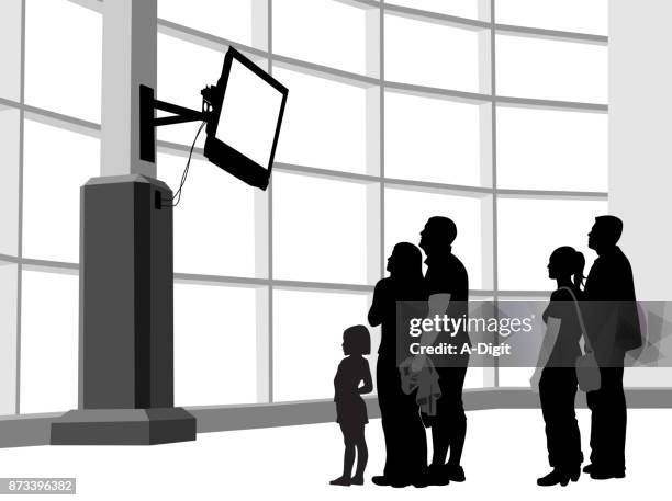 breaking news shock - multiple computer screens white background stock illustrations