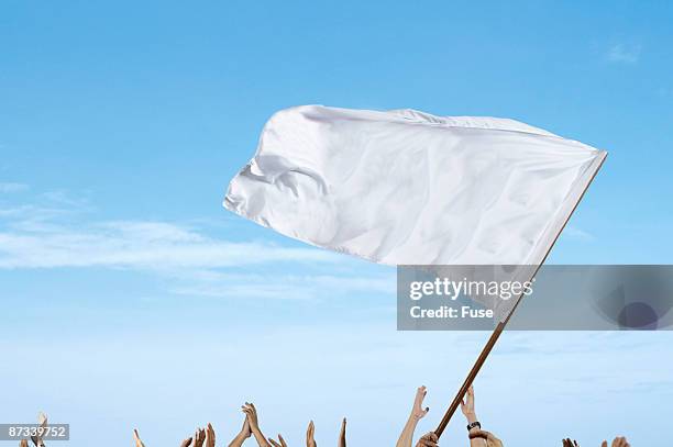 spectators waving a white flag at a sporting event - cheering encouragement stock pictures, royalty-free photos & images