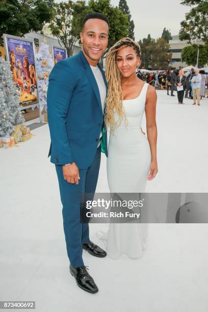 Executive Producer DeVon Franklin and Meagan Good attend the premiere of Columbia Pictures' "The Star" at Regency Village Theatre on November 12,...